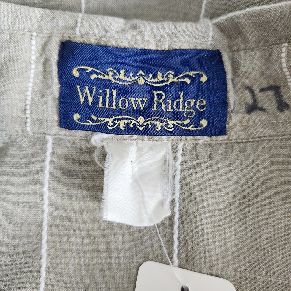 Vintage 90s Sage Green Plaid Floral Embroidered Button Up Shirt Willow Ridge L - Picture 6 of 7
